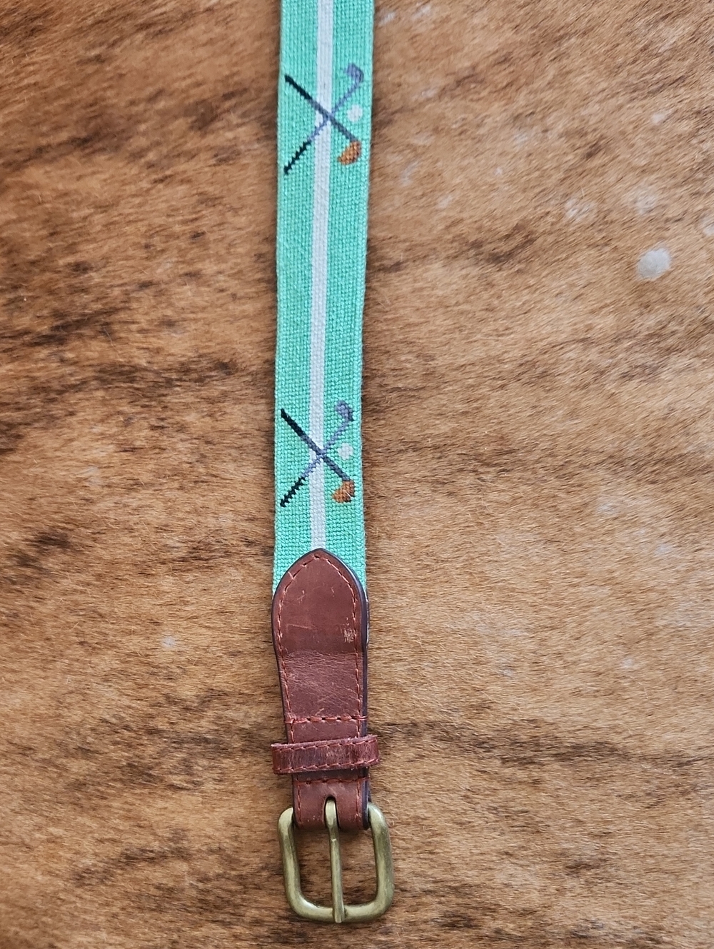 Smathers & Branson Golf Clubs Green Hand Stitched Belt Size 42